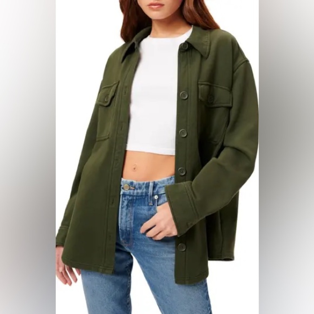 Good American Fleece Shirt Jacket